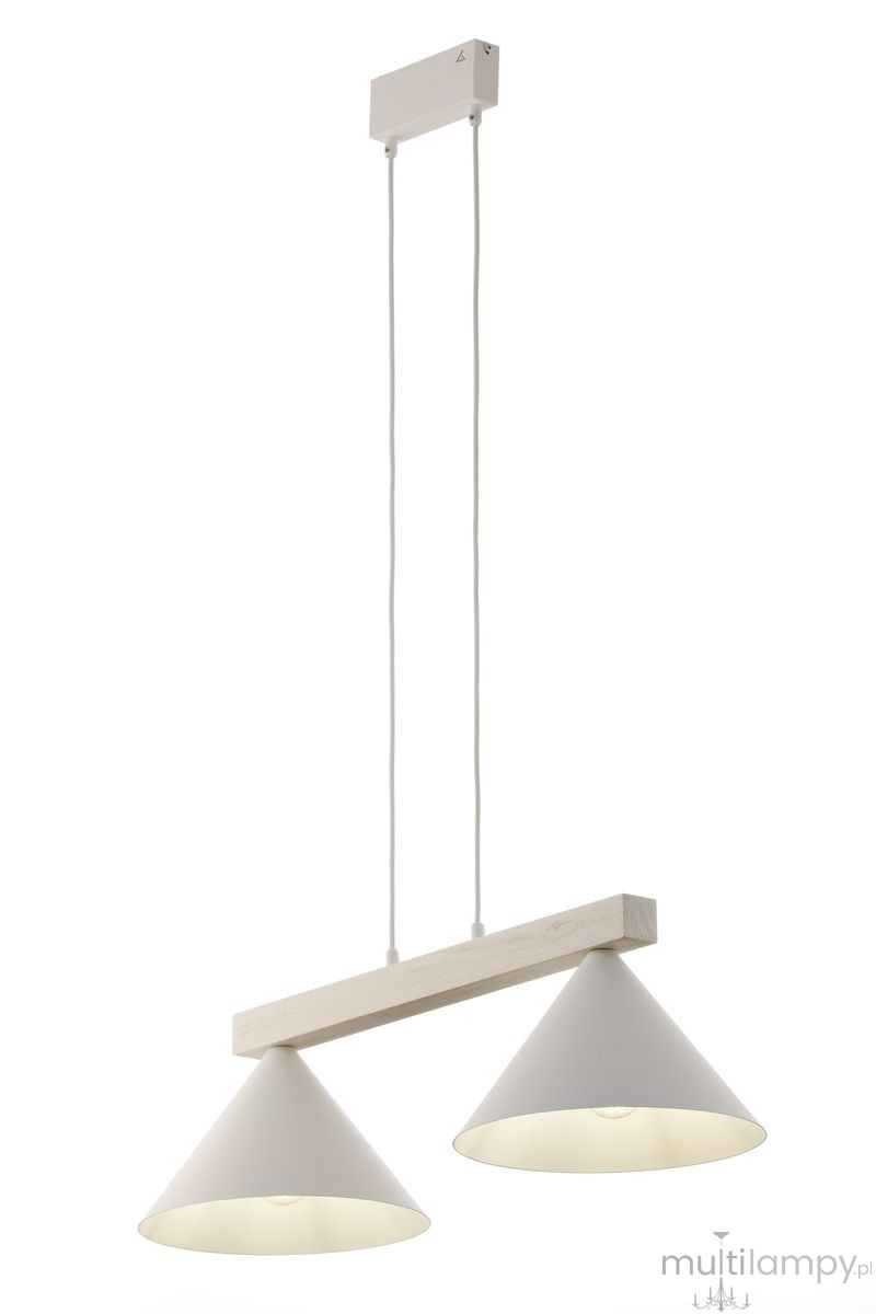 Deco lampa wisząca 2xE27 biała/drewno bielone 41819