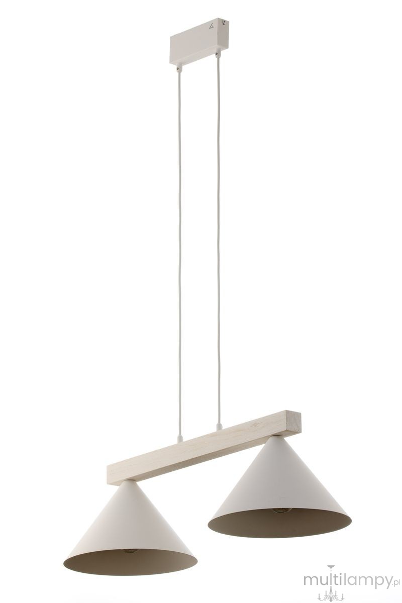 Deco lampa wisząca 2xE27 biała/drewno bielone 41819