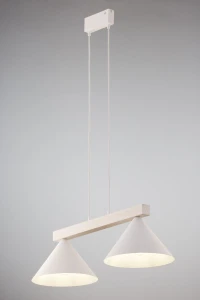 Deco lampa wisząca 2xE27 biała/drewno bielone 41819
