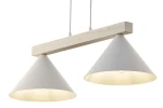 Deco lampa wisząca 2xE27 biała/drewno bielone 41819