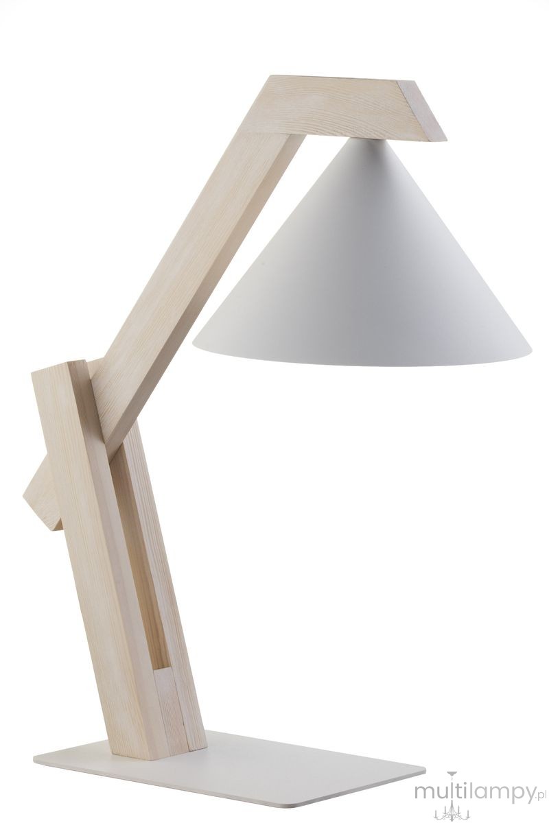 Deco lampa stołowa 1xE27 biała/drewno bielone 41820