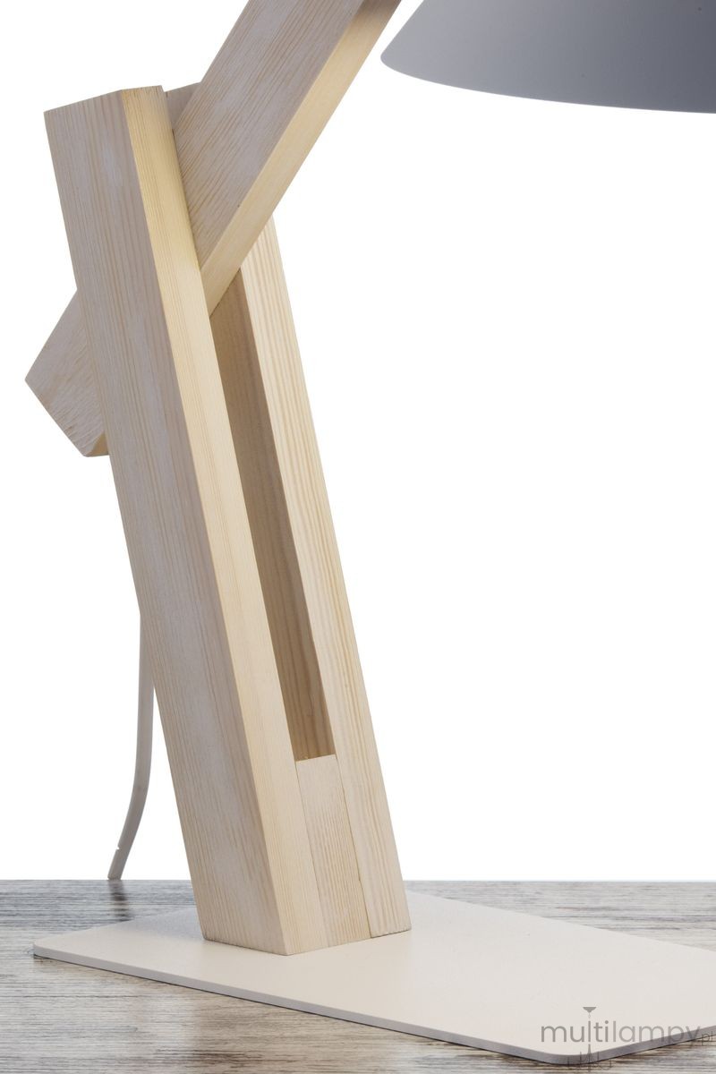Deco lampa stołowa 1xE27 biała/drewno bielone 41820