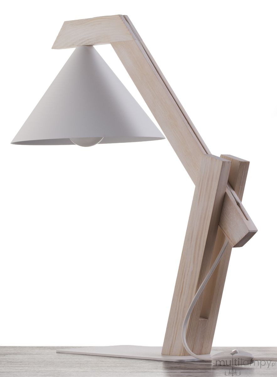 Deco lampa stołowa 1xE27 biała/drewno bielone 41820
