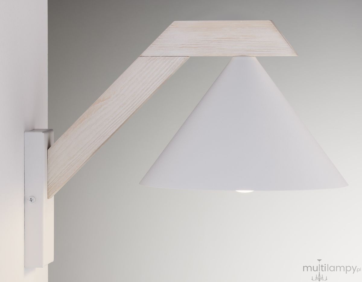 Deco kinkiet 1xE27 biały/drewno bielone 41821