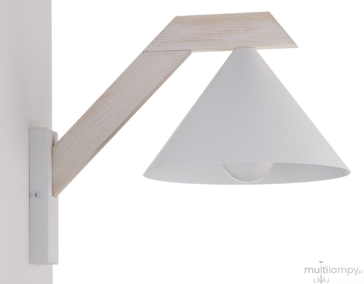 Deco kinkiet 1xE27 biały/drewno bielone 41821