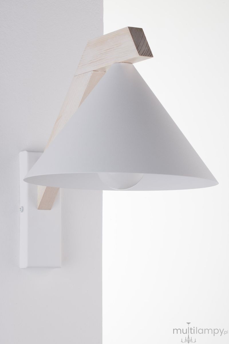 Deco kinkiet 1xE27 biały/drewno bielone 41821