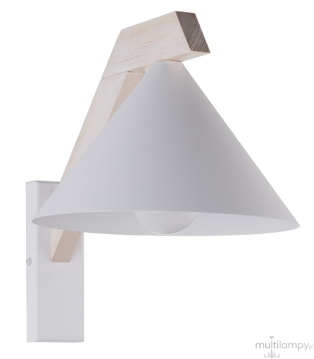 Deco kinkiet 1xE27 biały/drewno bielone 41821