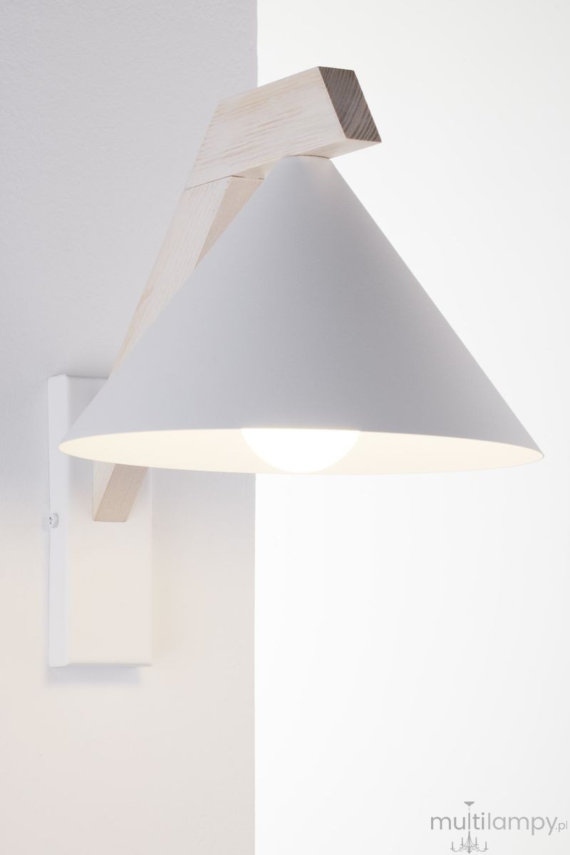 Deco kinkiet 1xE27 biały/drewno bielone 41821