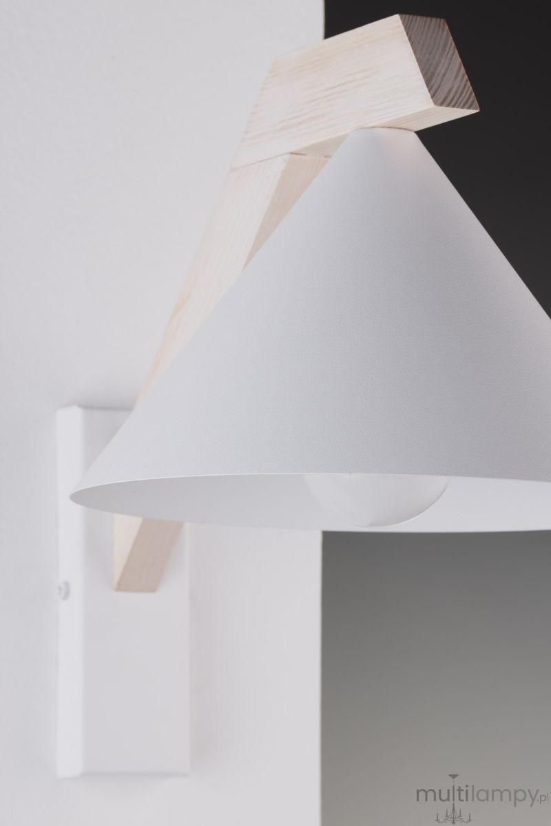 Deco kinkiet 1xE27 biały/drewno bielone 41821