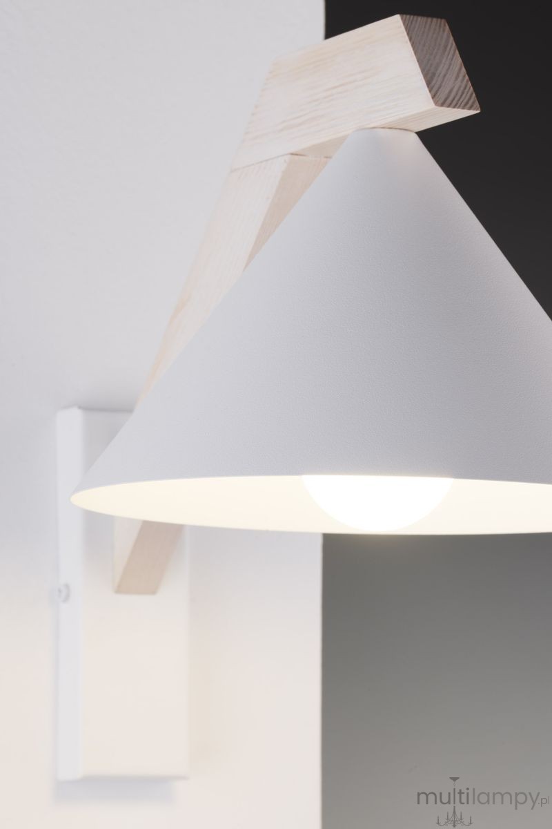 Deco kinkiet 1xE27 biały/drewno bielone 41821