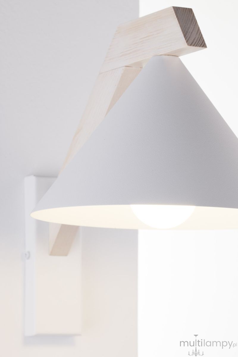 Deco kinkiet 1xE27 biały/drewno bielone 41821