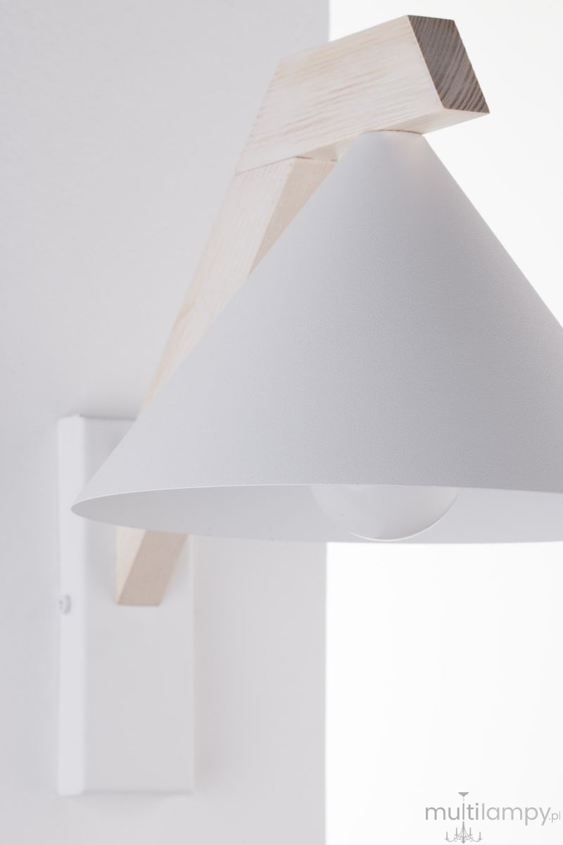 Deco kinkiet 1xE27 biały/drewno bielone 41821