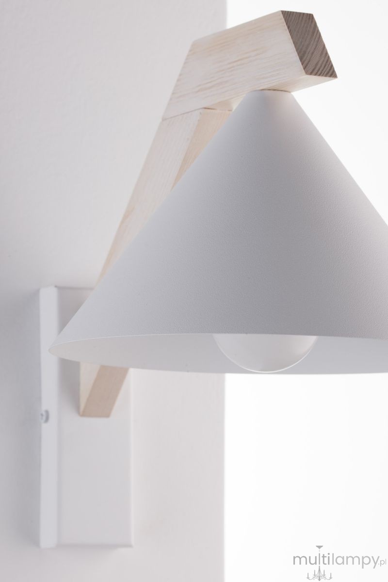 Deco kinkiet 1xE27 biały/drewno bielone 41821