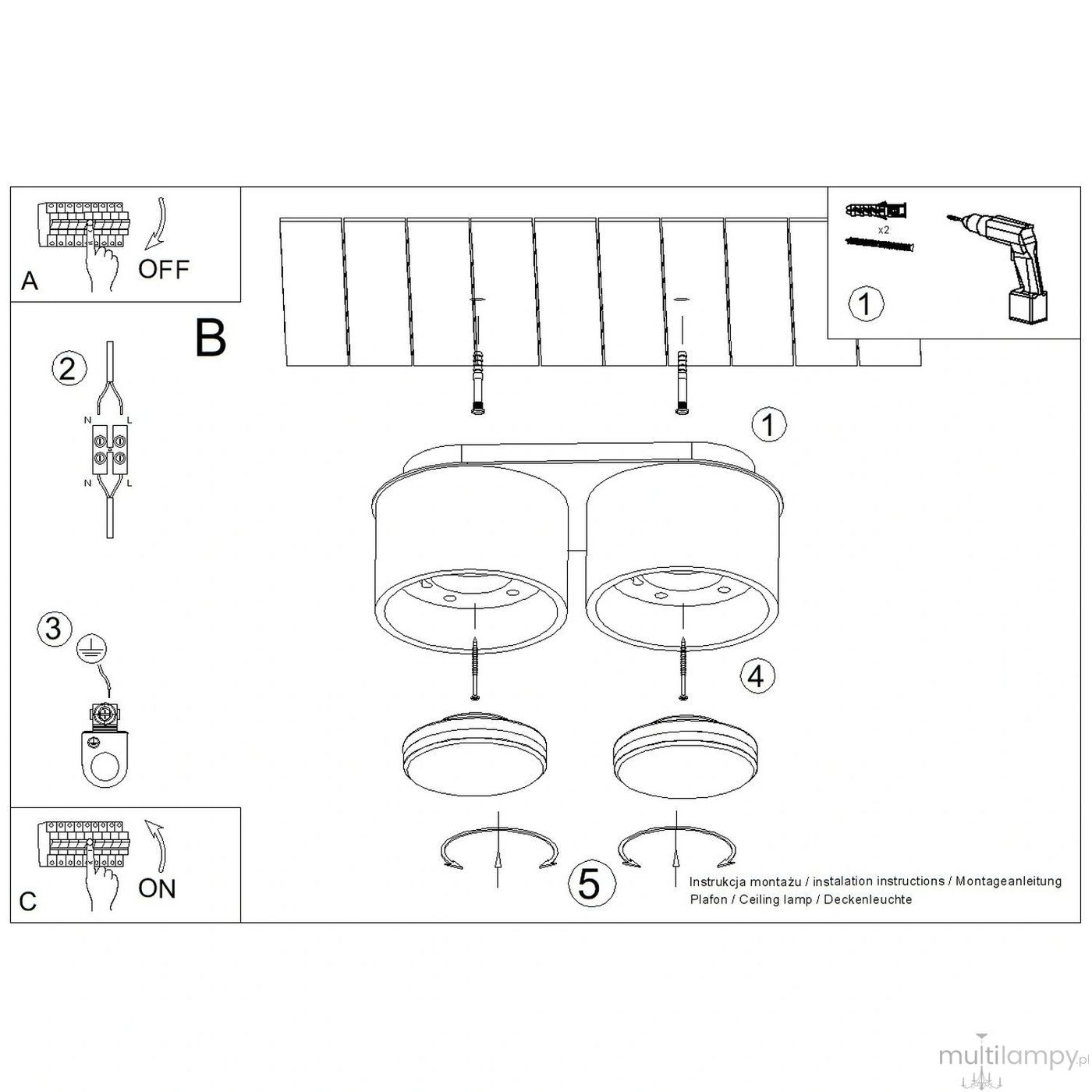 Modo lampa sufitowa 2xGX53 różowa SL.2467