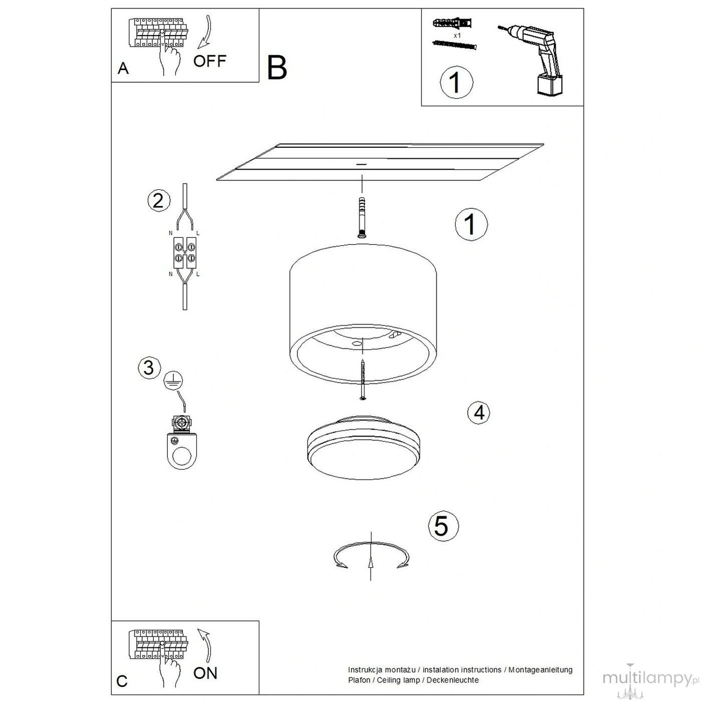 Modo lampa sufitowa GX53 czarna SL.2438