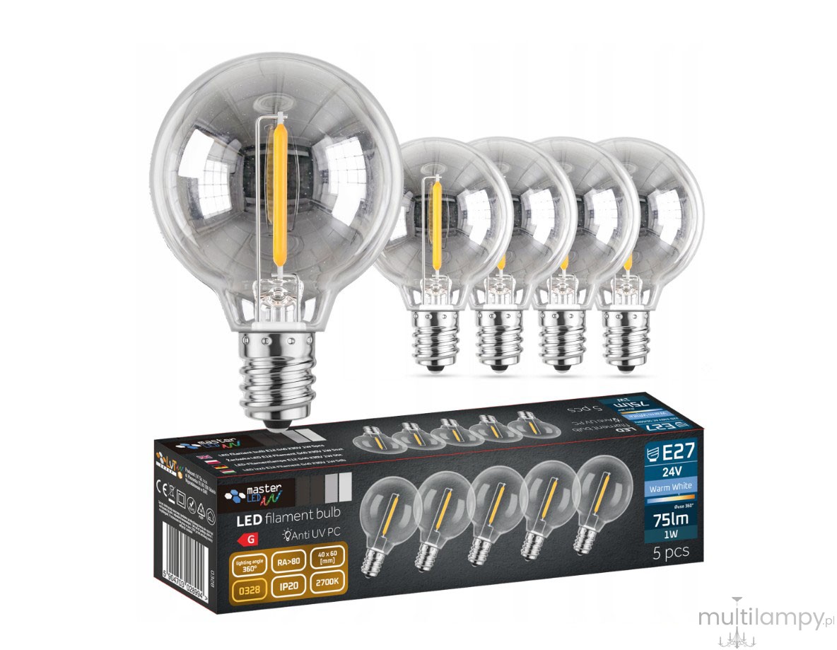 5x Żarówka LED filament do girland clear E12/1W/2700K 24V