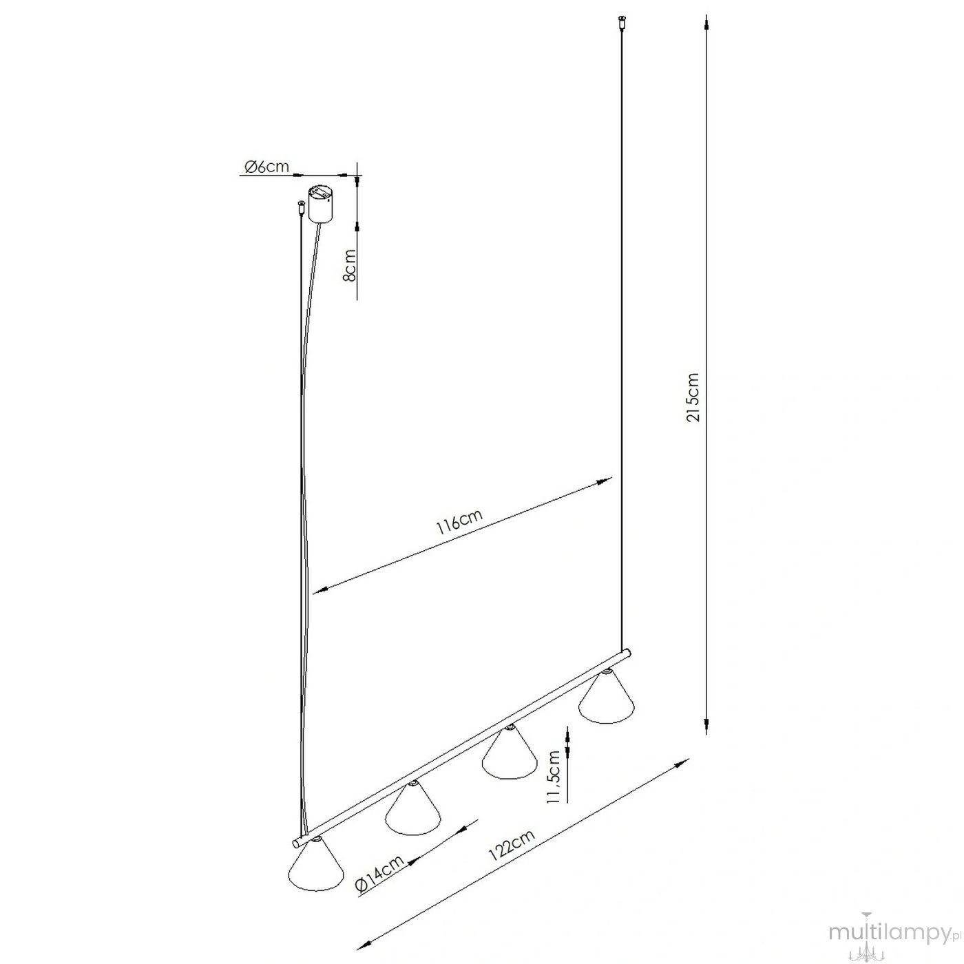 Nox 4L lampa wisząca 4xE14 zielona oliwka SL.2555