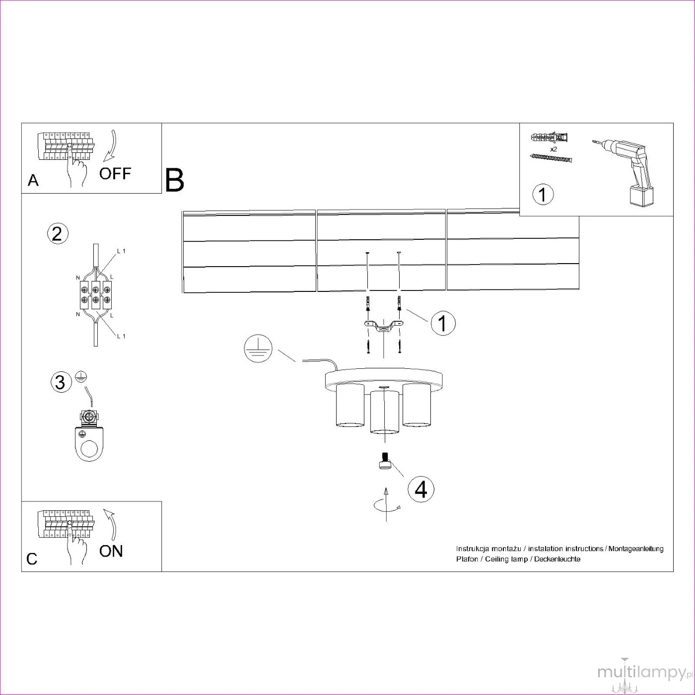 Lagos lampa sufitowa 3xGU10 biała SL.1464
