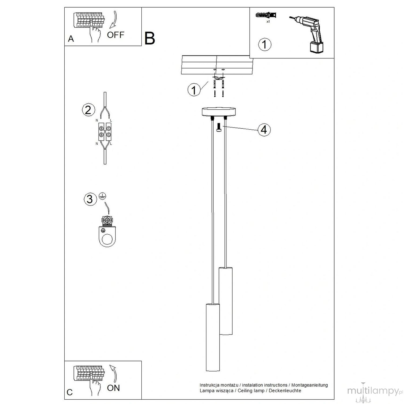 Lagos lampa wisząca 2xGU10 biała SL.1868