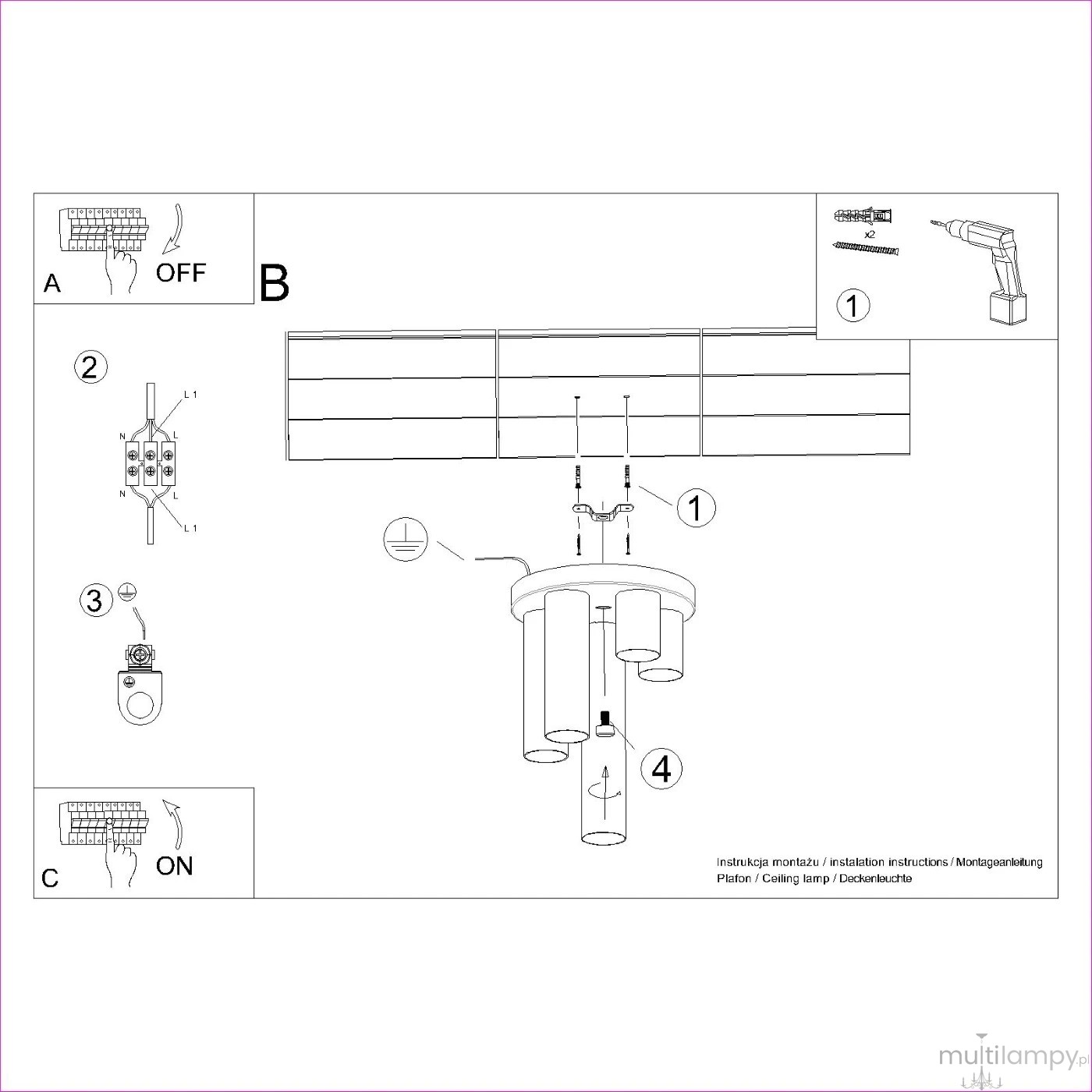 Lagos lampa sufitowa 5xGU10 czarna SL.1467
