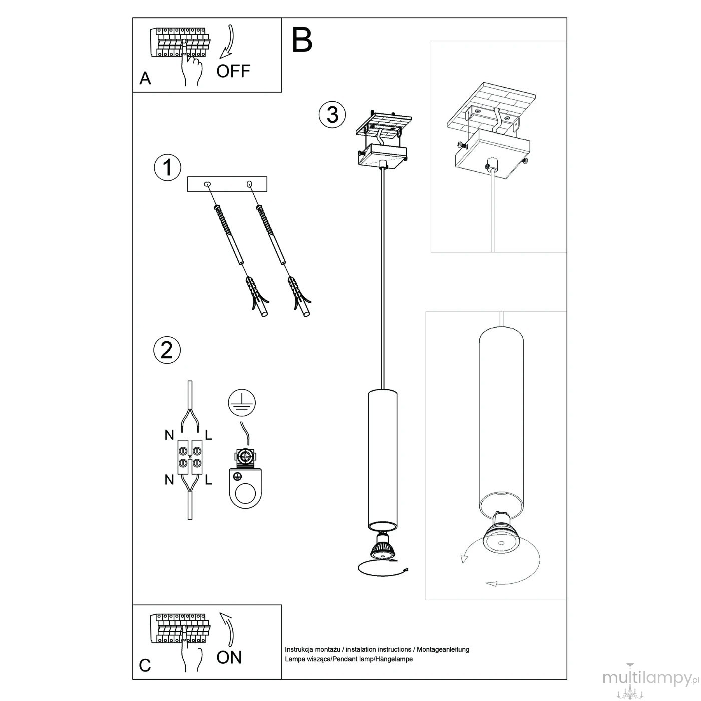 Lagos lampa wisząca GU10 zielona oliwka SL.1484