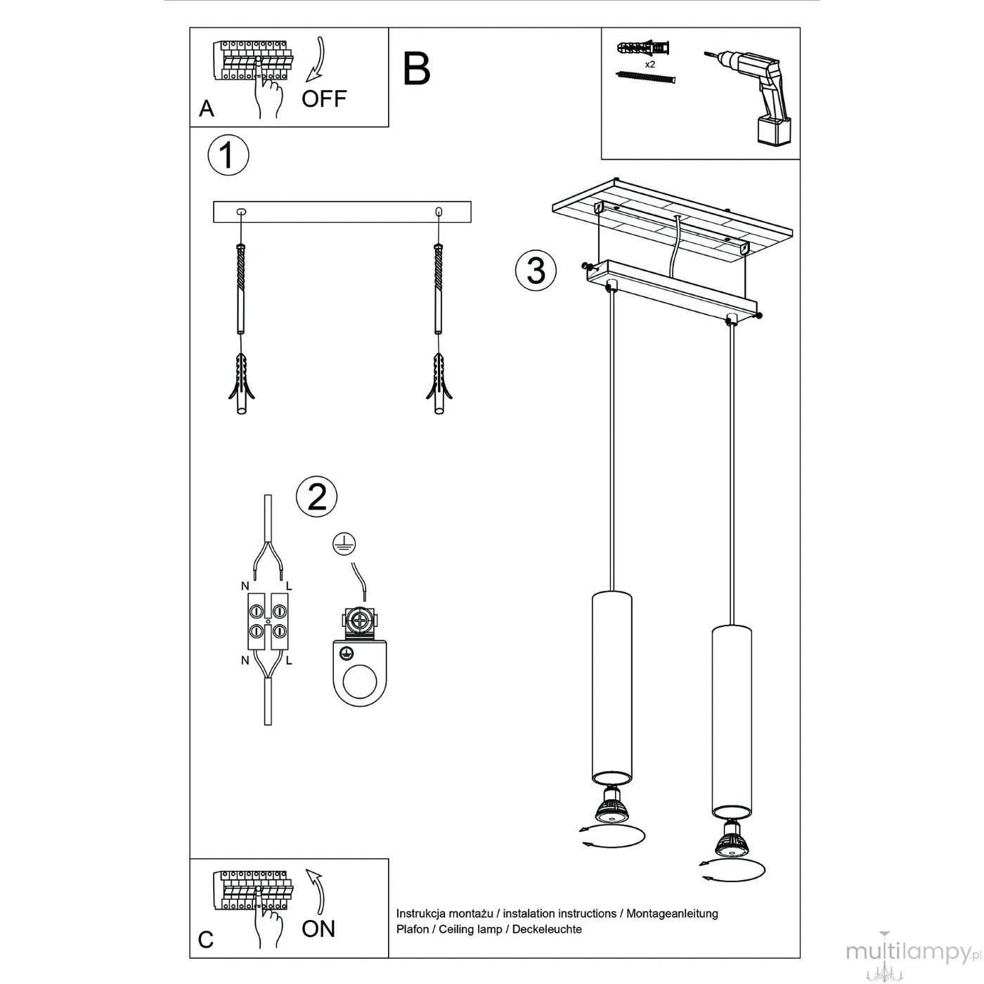 Lagos lampa wisząca 2xGU10 zielona oliwka SL.1485