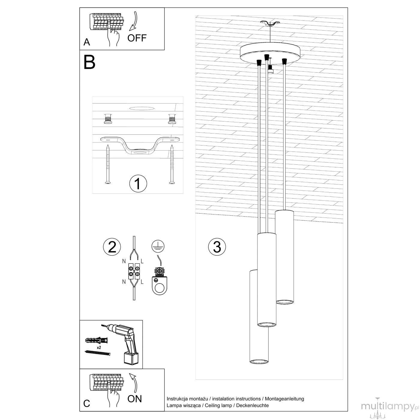Lagos lampa wisząca 3xGU10 zielona oliwka SL.1487