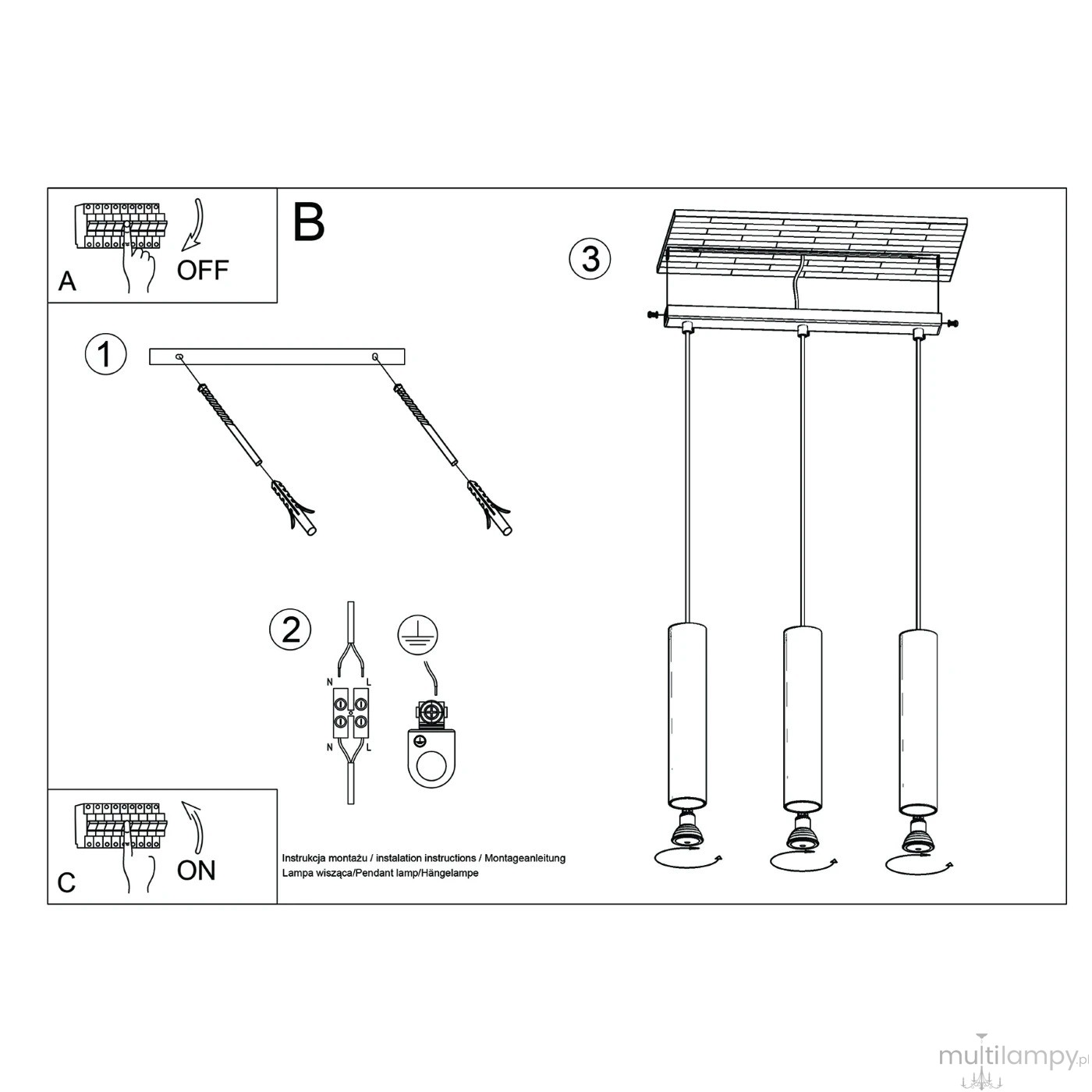 Lagos lampa wisząca 3xGU10 ochra czerwona SL.1491