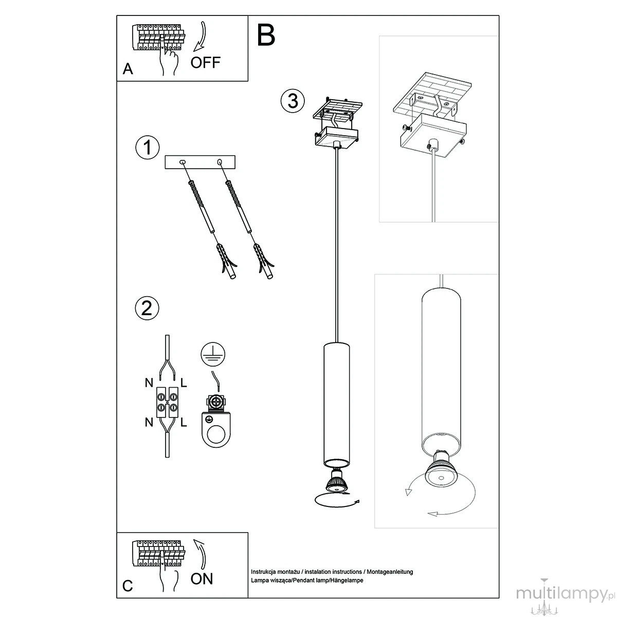 Lagos lampa wisząca GU10 złota SL.1200