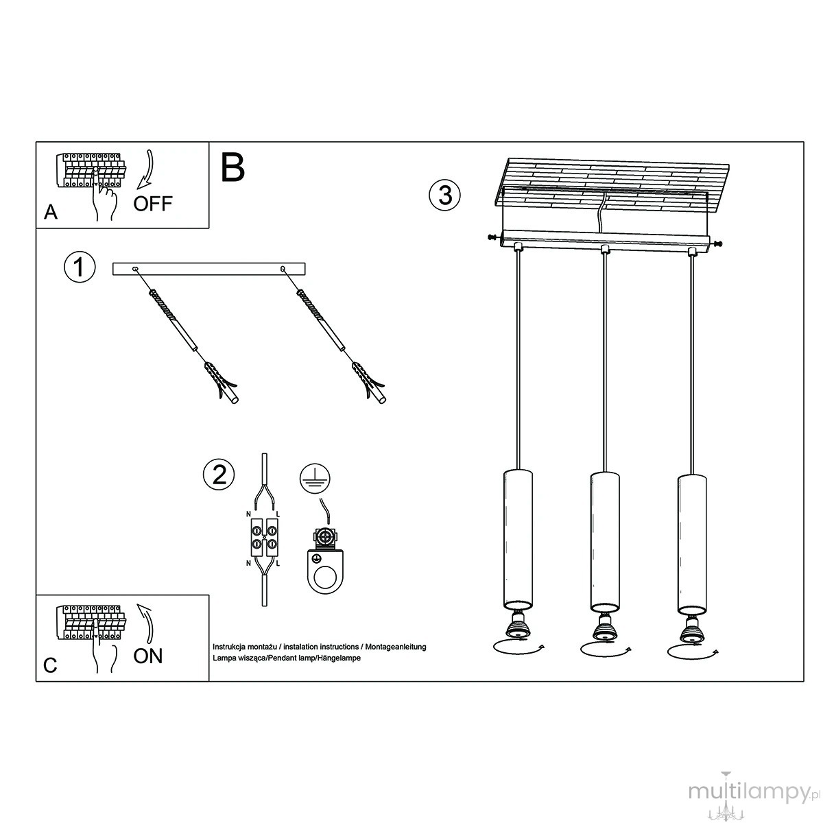 Lagos lampa wisząca 3xGU10 złota SL.1201