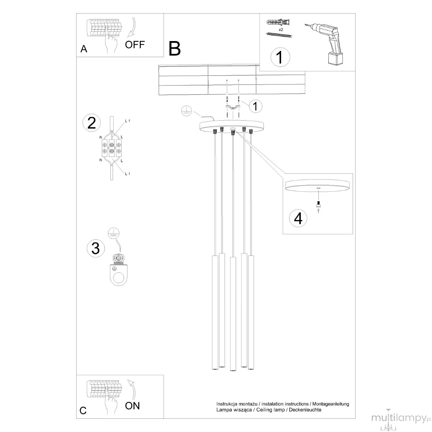 Pastelo lampa wisząca 5xG9 ochra czerwona SL.1528
