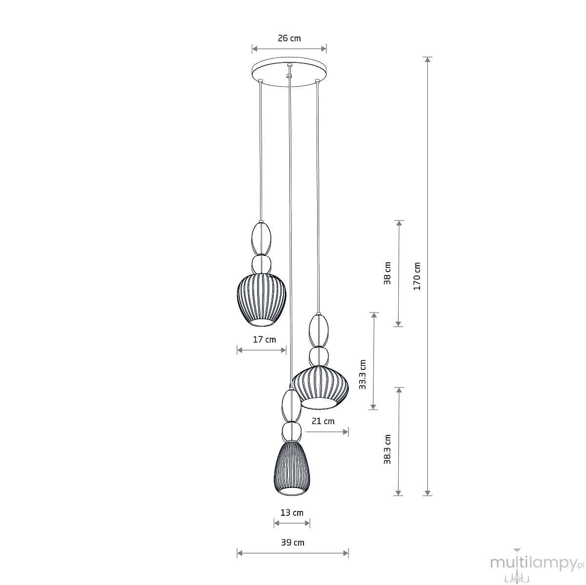 Corals lampa wisząca 3xE27 czarna 11975