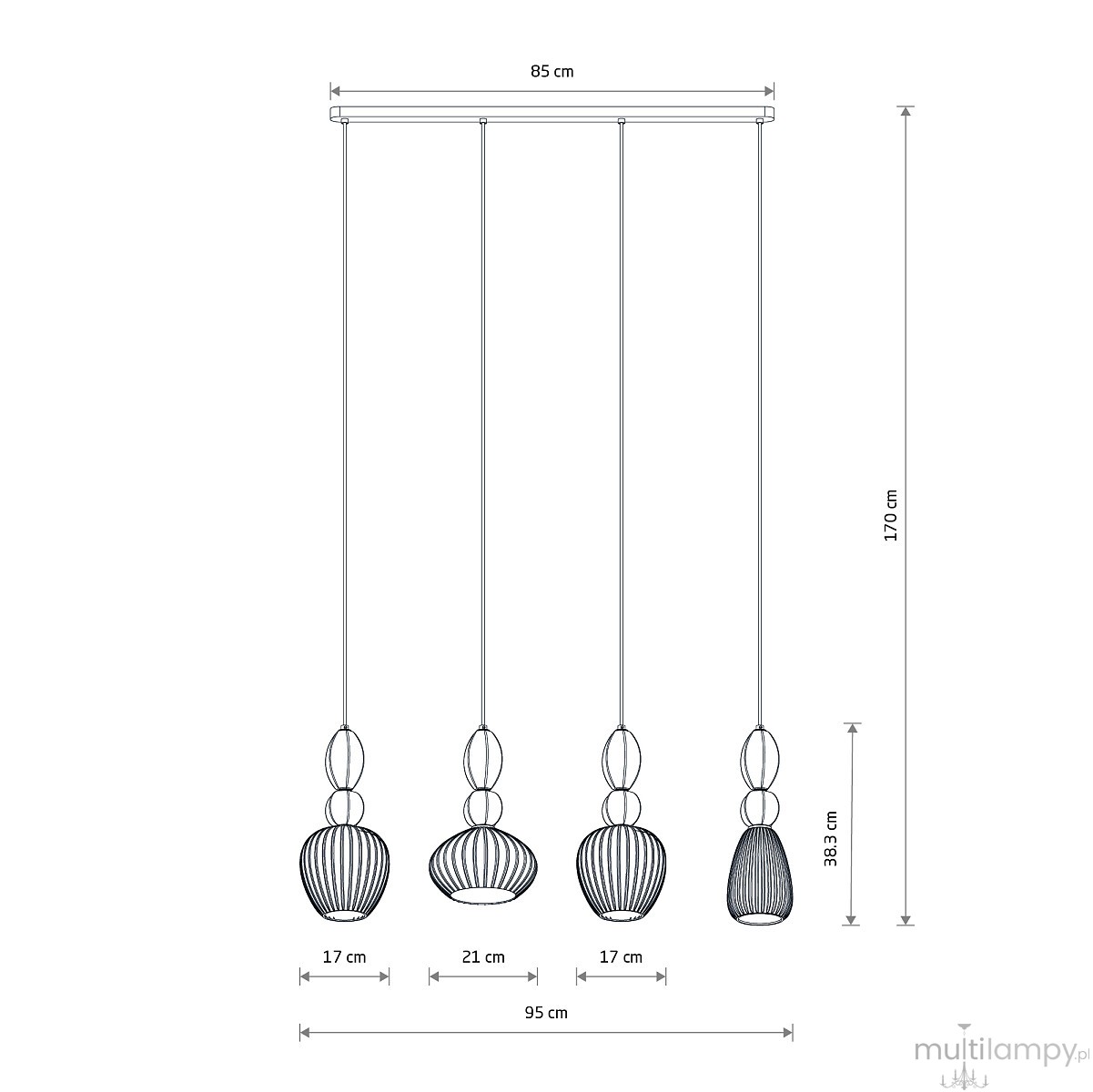 Corals lampa wisząca 4xE27 czarna 11976