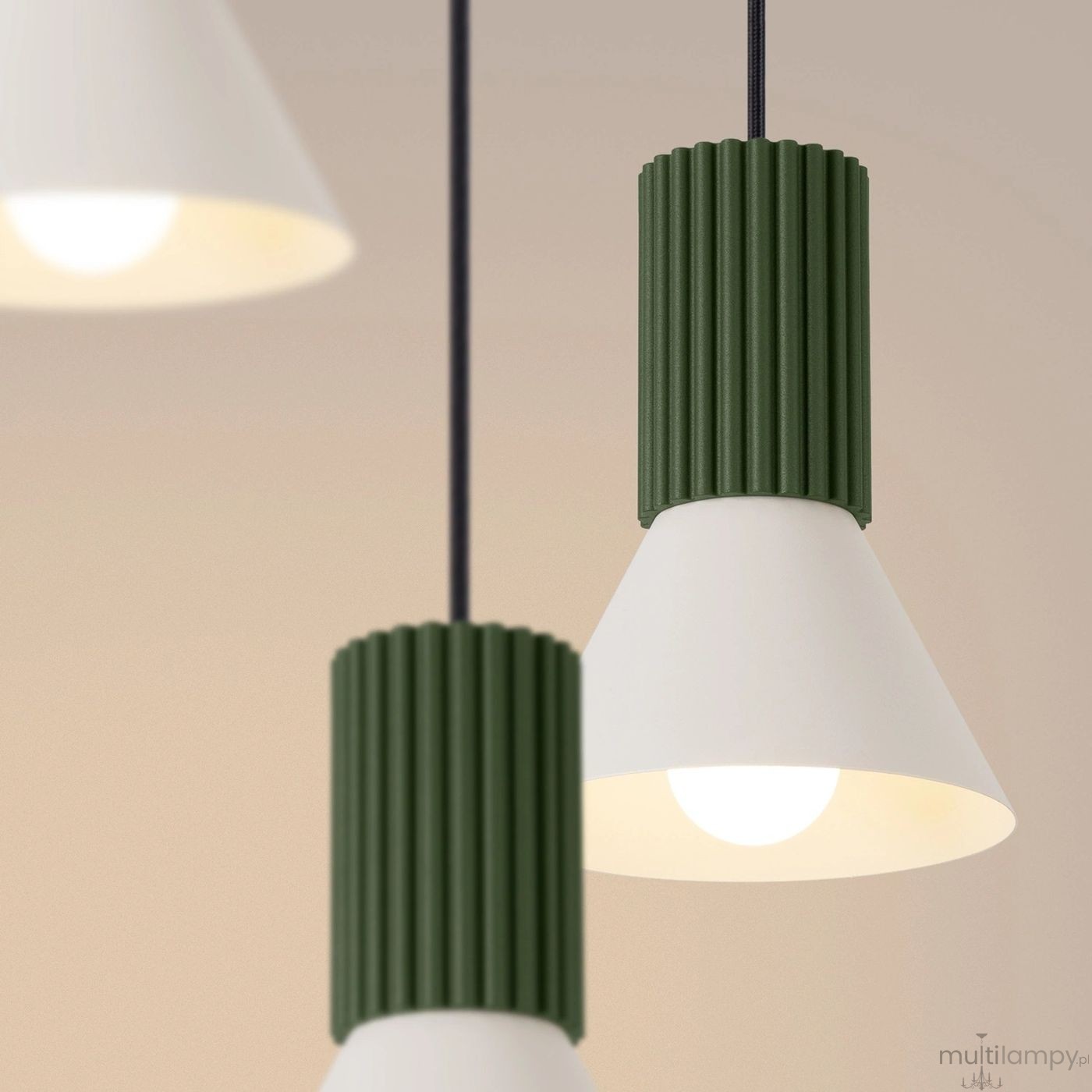 Estria lampa wisząca 3xE14 zielona oliwka beżowy SL.1873