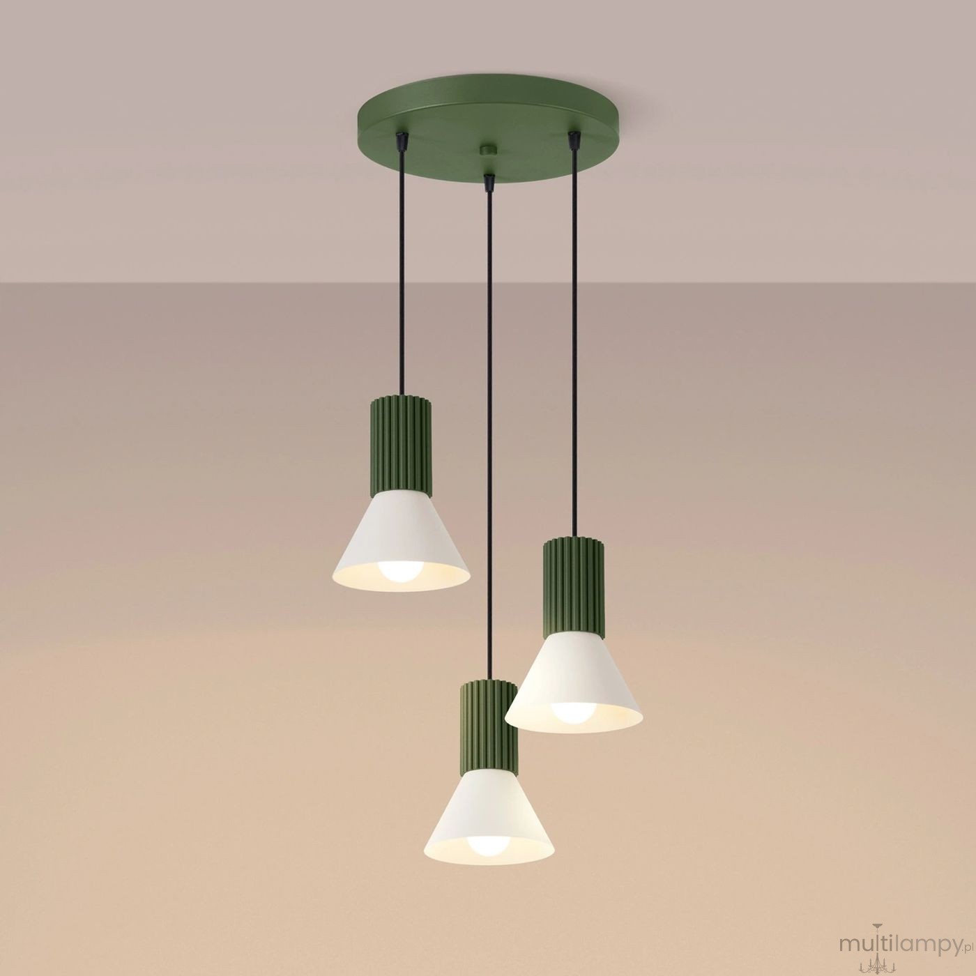 Estria lampa wisząca 3xE14 zielona oliwka beżowy SL.1873