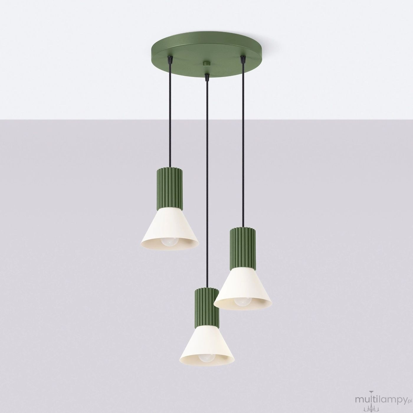 Estria lampa wisząca 3xE14 zielona oliwka beżowy SL.1873