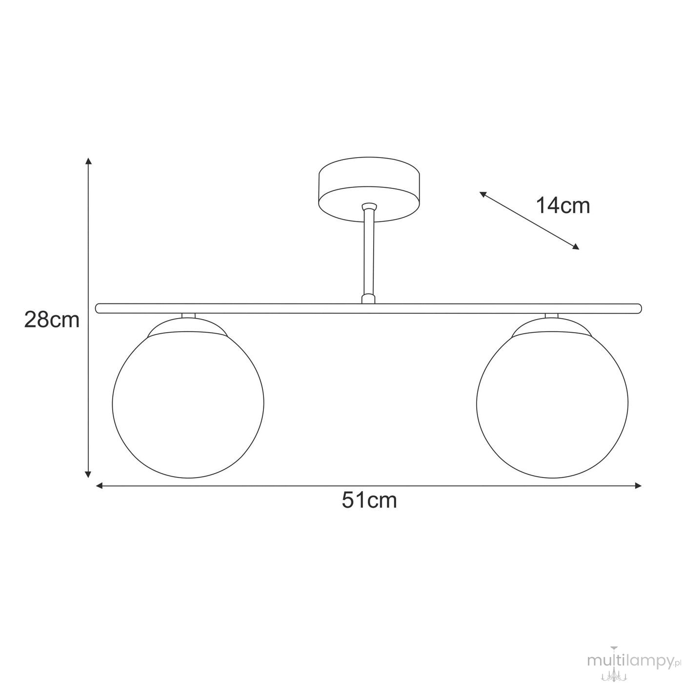 Raya lampa sufitowa 2xE14 kaszmir K-6041