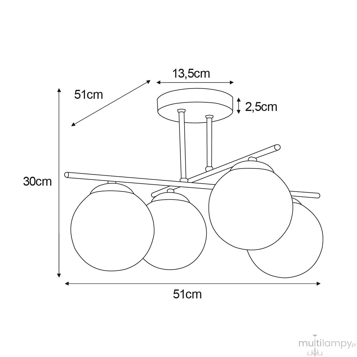 Raya lampa sufitowa 4xE14 kaszmir K-6043