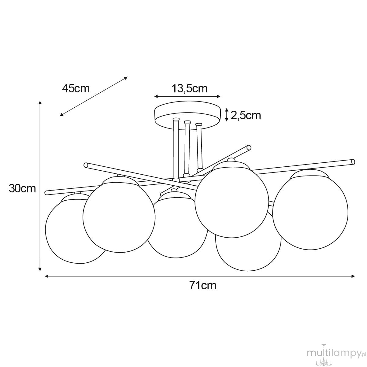 Raya lampa sufitowa 6xE14 kaszmir K-6044