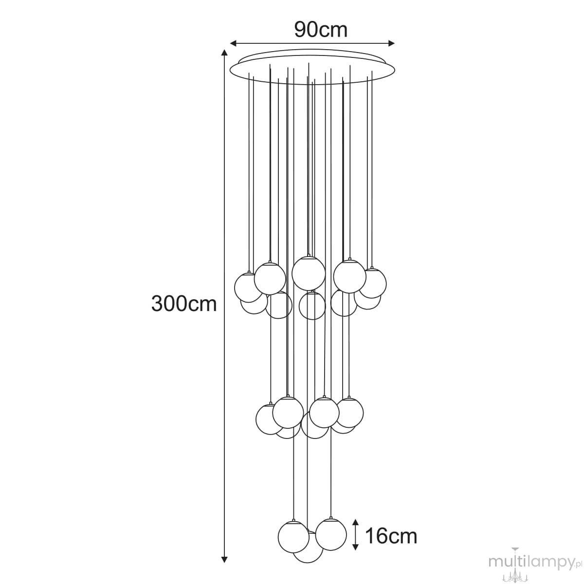 Lampa wisząca 20xE27 czarna KP-34