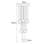 Lampa wisząca 20xE27 czarna KP-34