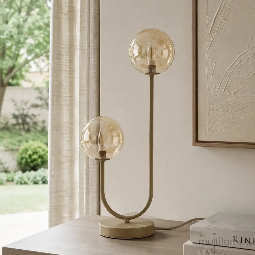 Spark lampka stołowa 2xG9 beżowa bursztynowy K-5997
