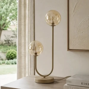 Spark lampka stołowa 2xG9 beżowa bursztynowy K-5997