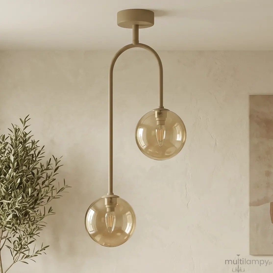 Spark lampa sufitowa 2xG9 beżowa bursztynowy K-5995