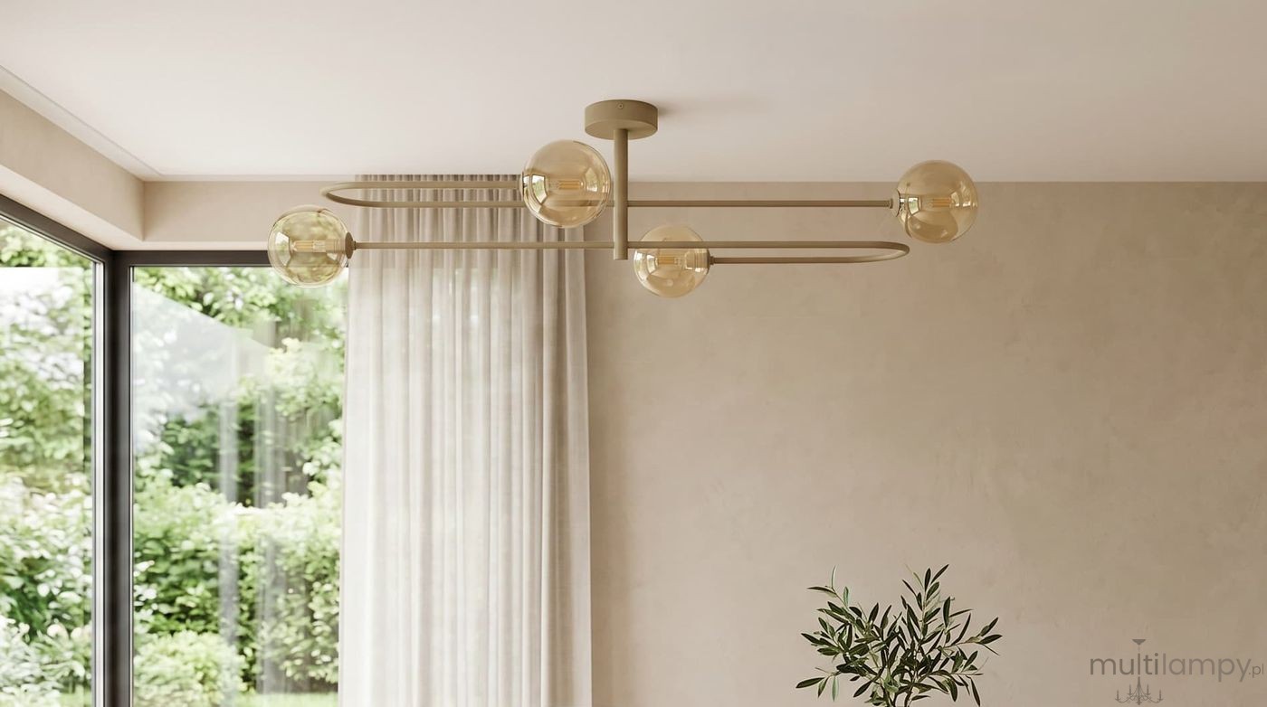 Spark lampa sufitowa 4xG9 beżowa bursztynowy K-5996