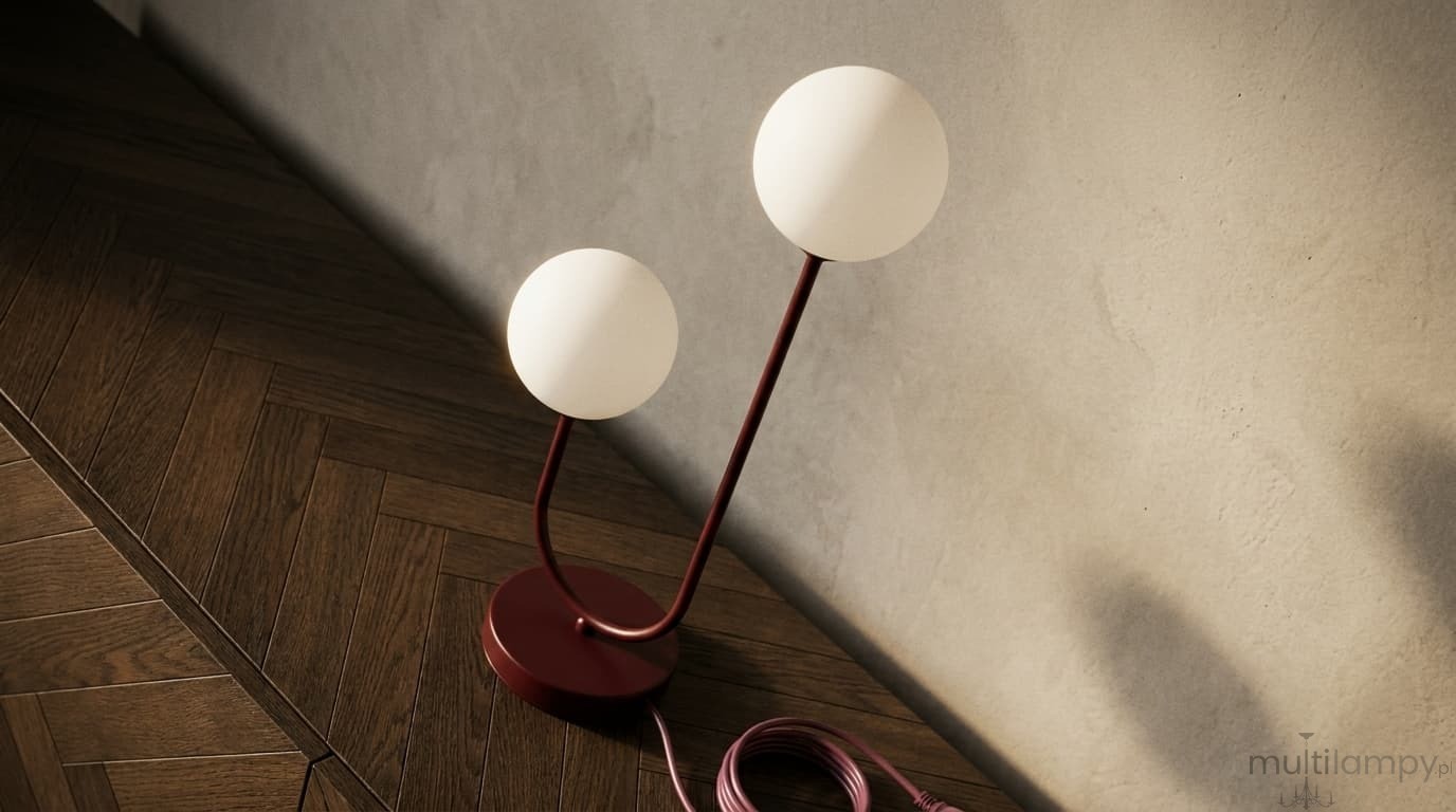 Balu lampka stołowa 2xG9 burgund biały K-6022