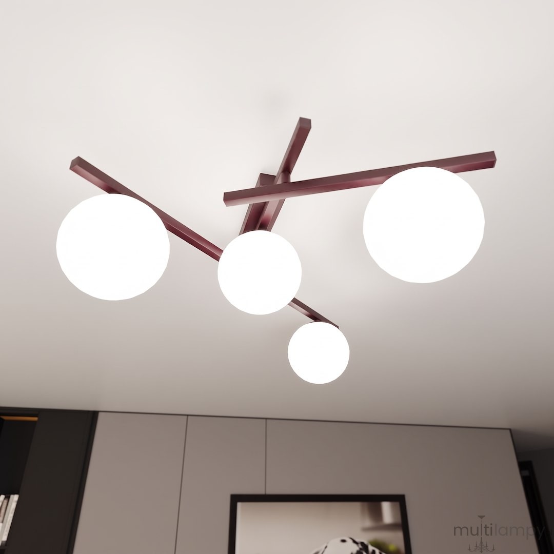 Smart lampa sufitowa 4xE14 burgund/biały 1795/4