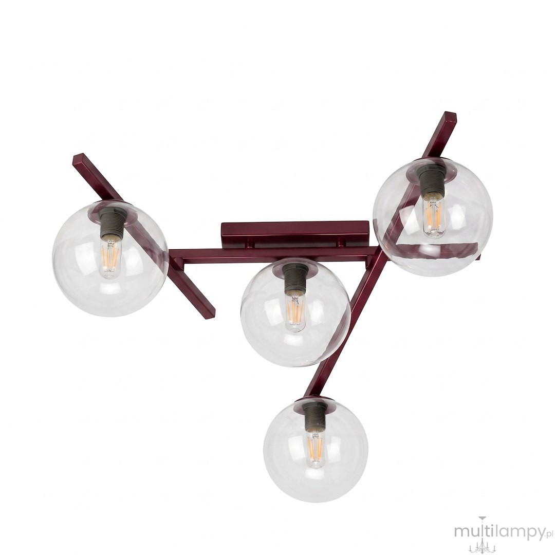 Smart lampa sufitowa 4xE14 burgund/transparentny 1796/4