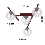 Smart lampa sufitowa 4xE14 burgund/transparentny 1796/4