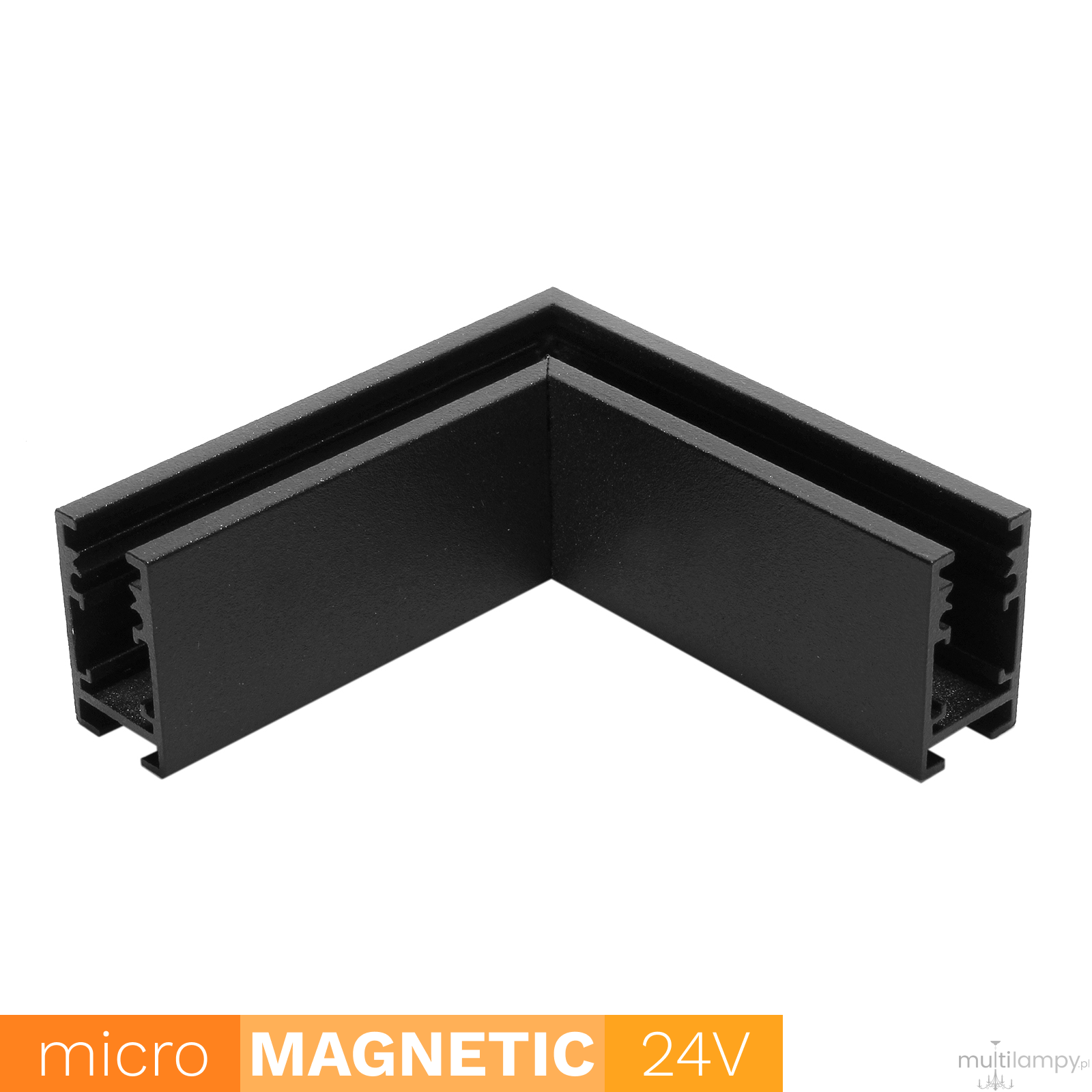 Łącznik kątowy do szyn magnetycznych natynkowych Micro Magnetic czarny